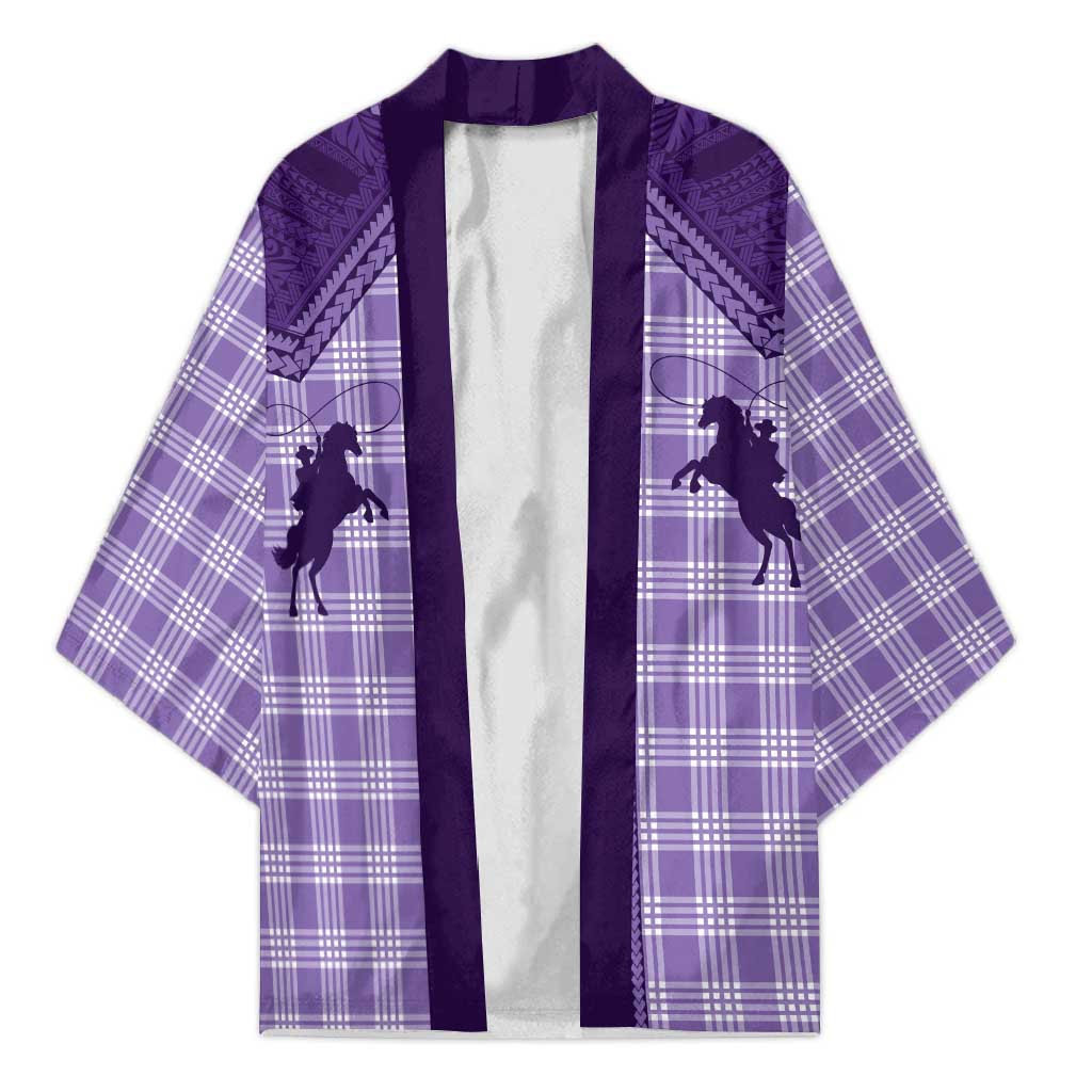 Aloha Hawaii Cowboys Paniolo Kimono Violet Palaka - Polynesian Pride
