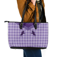 Aloha Hawaii Cowboys Paniolo Leather Tote Bag Violet Palaka - Polynesian Pride