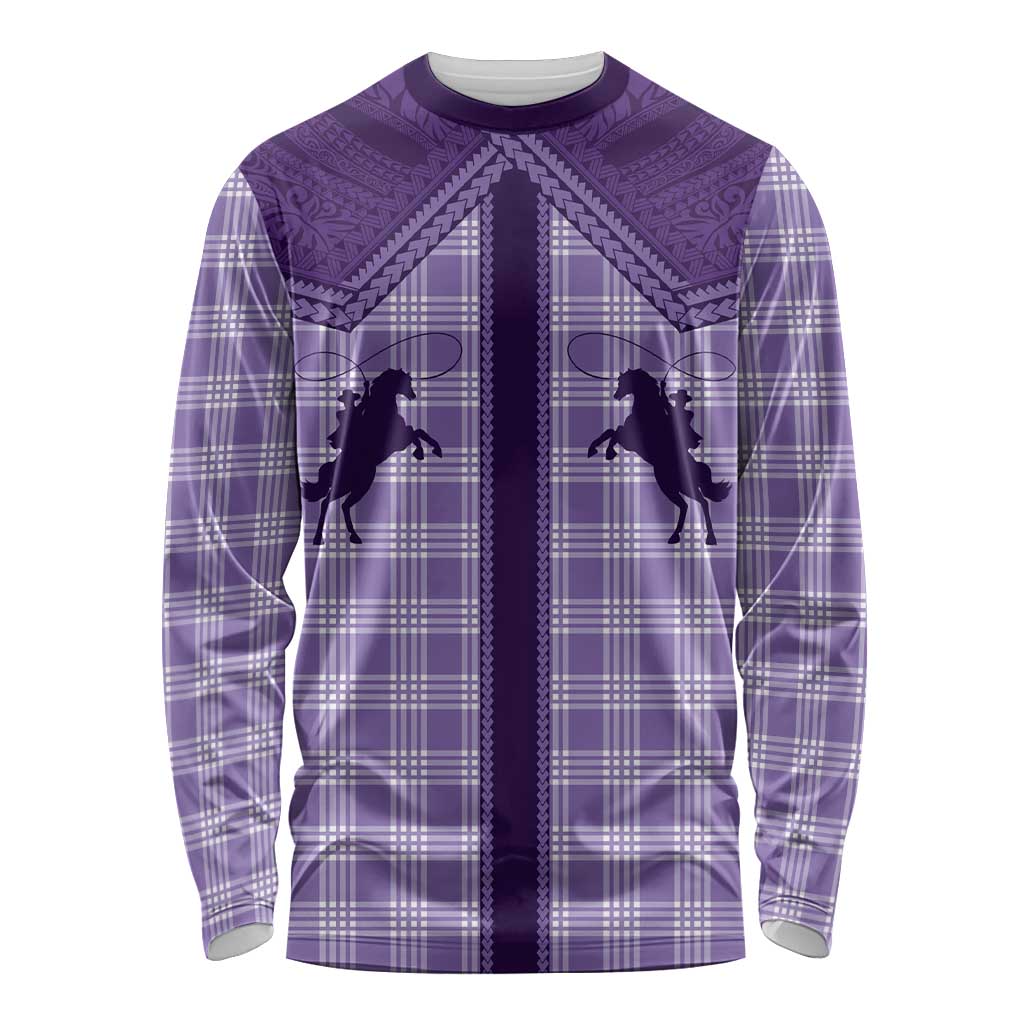 Aloha Hawaii Cowboys Paniolo Long Sleeve Shirt Violet Palaka - Polynesian Pride