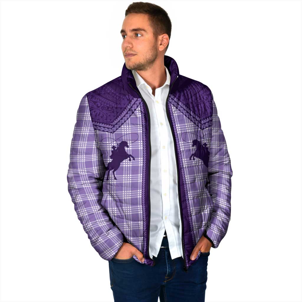 Aloha Hawaii Cowboys Paniolo Padded Jacket Violet Palaka - Polynesian Pride