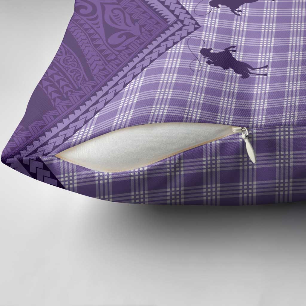 Aloha Hawaii Cowboys Paniolo Pillow Cover Violet Palaka - Polynesian Pride