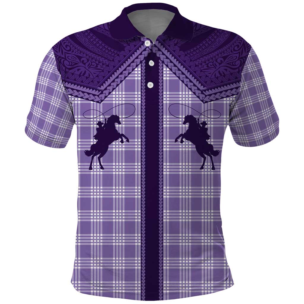 Aloha Hawaii Cowboys Paniolo Polo Shirt Violet Palaka - Polynesian Pride