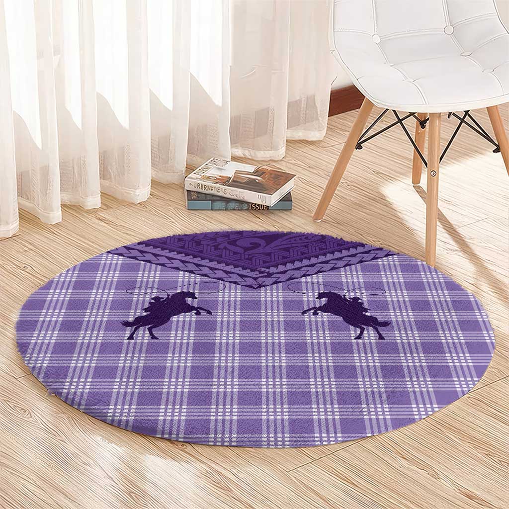 Aloha Hawaii Cowboys Paniolo Round Carpet Violet Palaka - Polynesian Pride