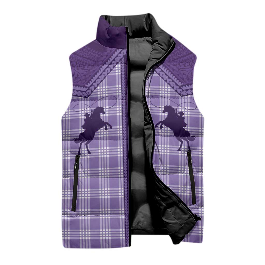Aloha Hawaii Cowboys Paniolo Sleeveless Puffer Jacket Violet Palaka - Polynesian Pride