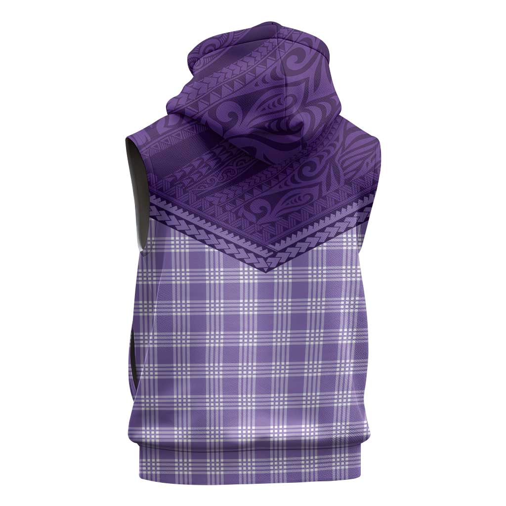 Aloha Hawaii Cowboys Paniolo Sleeveless Zip Hoodie Violet Palaka LT7 - Polynesian Pride
