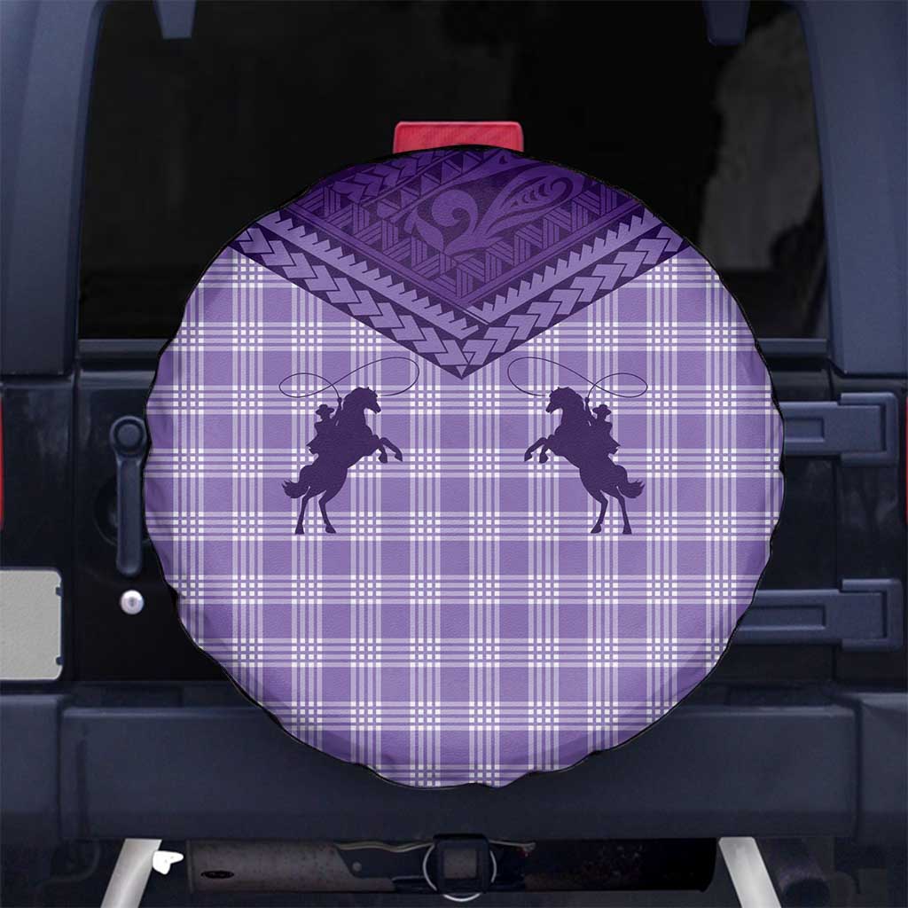 Aloha Hawaii Cowboys Paniolo Spare Tire Cover Violet Palaka - Polynesian Pride