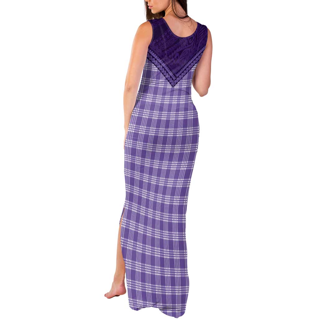 Aloha Hawaii Cowboys Paniolo Tank Maxi Dress Violet Palaka - Polynesian Pride