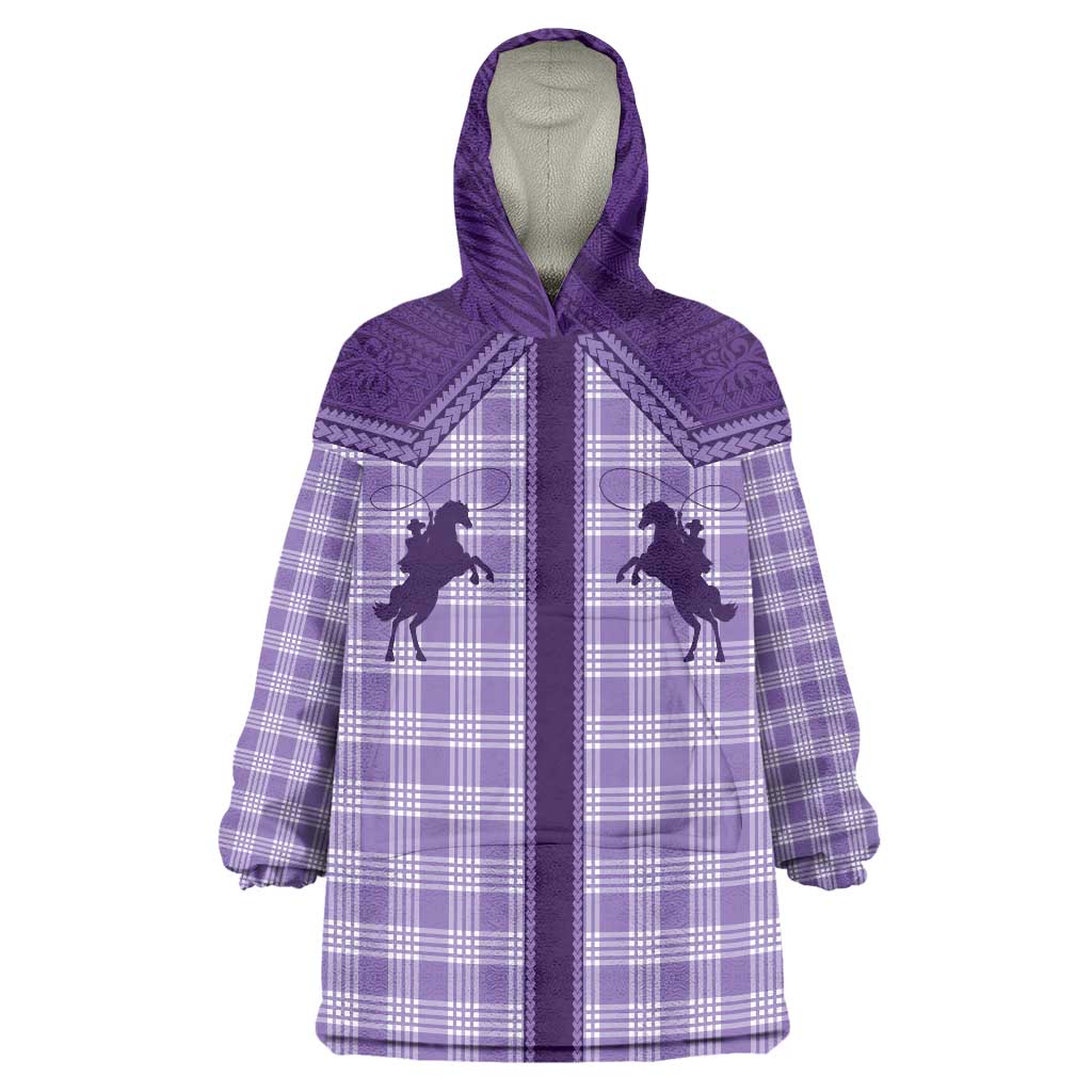 Aloha Hawaii Cowboys Paniolo Wearable Blanket Hoodie Violet Palaka - Polynesian Pride