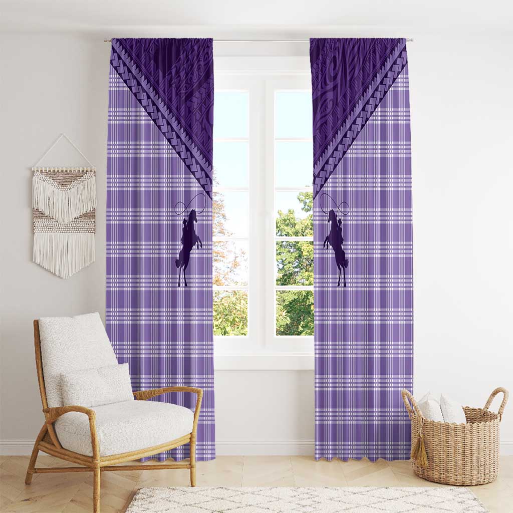 Aloha Hawaii Cowboys Paniolo Window Curtain Violet Palaka - Polynesian Pride