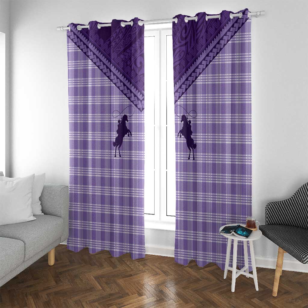 Aloha Hawaii Cowboys Paniolo Window Curtain Violet Palaka - Polynesian Pride