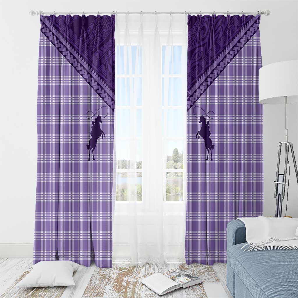 Aloha Hawaii Cowboys Paniolo Window Curtain Violet Palaka - Polynesian Pride