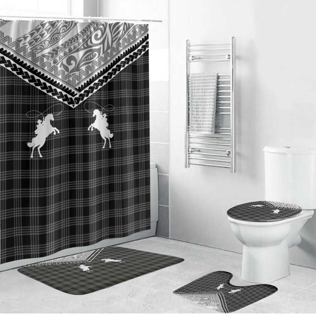 Aloha Hawaii Cowboys Paniolo Bathroom Set Black Palaka - Polynesian Pride