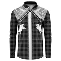 Aloha Hawaii Cowboys Paniolo Button Sweatshirt Black Palaka - Polynesian Pride