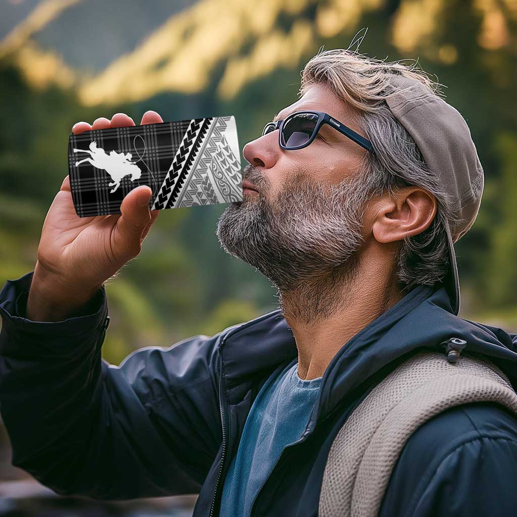 Aloha Hawaii Cowboys Paniolo 4 in 1 Can Cooler Tumbler Black Palaka - Polynesian Pride