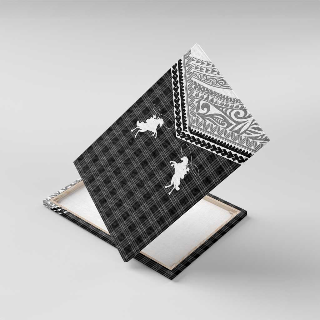 Aloha Hawaii Cowboys Paniolo Canvas Wall Art Black Palaka - Polynesian Pride