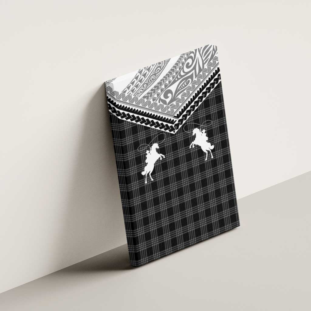 Aloha Hawaii Cowboys Paniolo Canvas Wall Art Black Palaka - Polynesian Pride