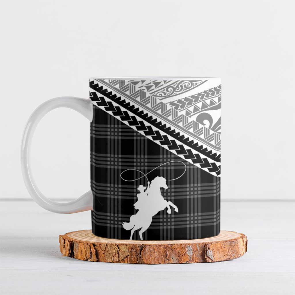 Aloha Hawaii Cowboys Paniolo Ceramic Mug Black Palaka - Polynesian Pride