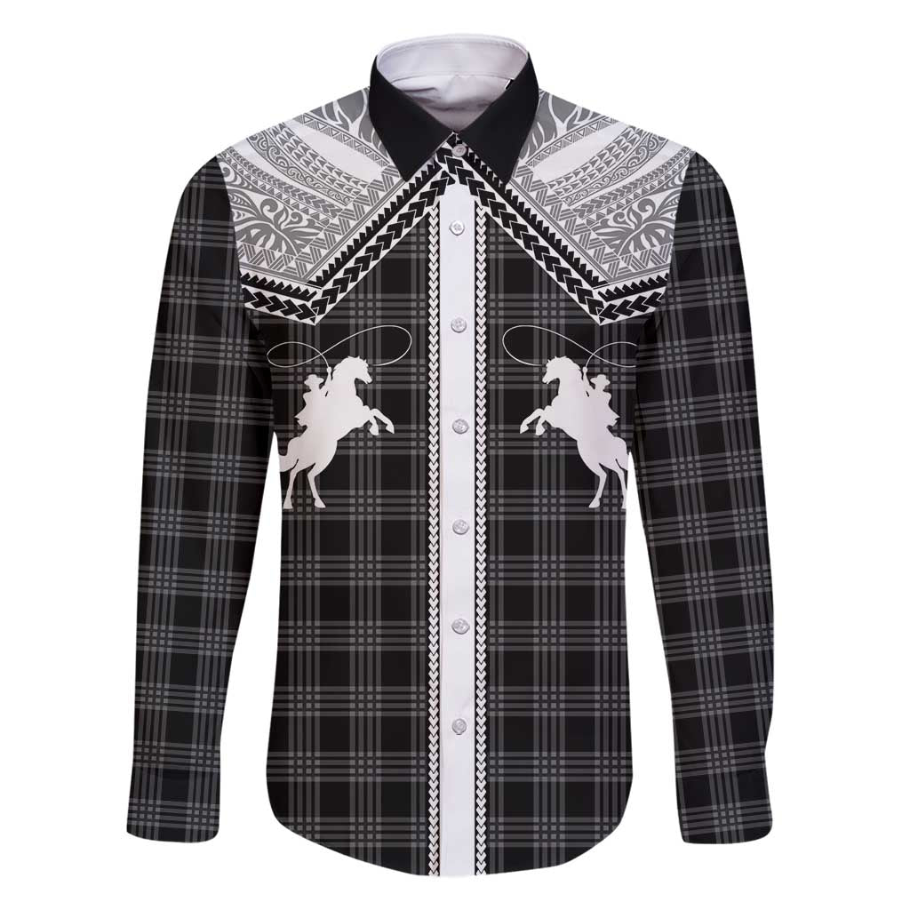 Aloha Hawaii Cowboys Paniolo Family Matching Mermaid Dress and Hawaiian Shirt Black Palaka - Polynesian Pride