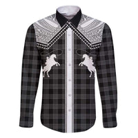 Aloha Hawaii Cowboys Paniolo Family Matching Short Sleeve Bodycon Dress and Hawaiian Shirt Black Palaka - Polynesian Pride