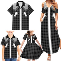 Aloha Hawaii Cowboys Paniolo Family Matching Summer Maxi Dress and Hawaiian Shirt Black Palaka - Polynesian Pride