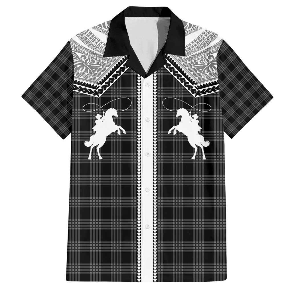 Aloha Hawaii Cowboys Paniolo Family Matching Summer Maxi Dress and Hawaiian Shirt Black Palaka - Polynesian Pride