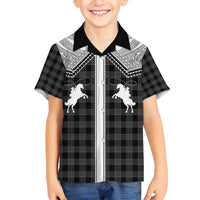 Aloha Hawaii Cowboys Paniolo Family Matching Tank Maxi Dress and Hawaiian Shirt Black Palaka - Polynesian Pride