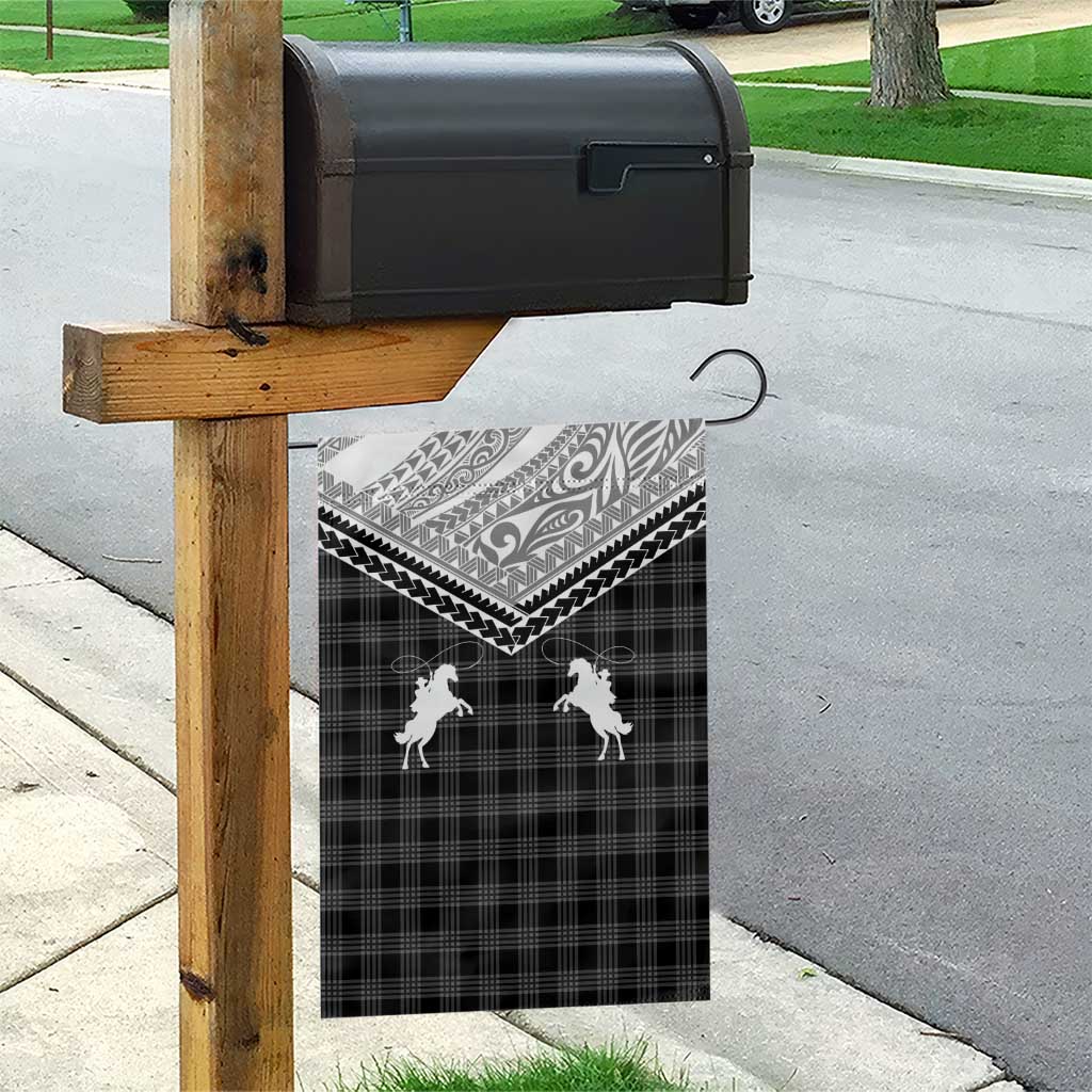 Aloha Hawaii Cowboys Paniolo Garden Flag Black Palaka - Polynesian Pride