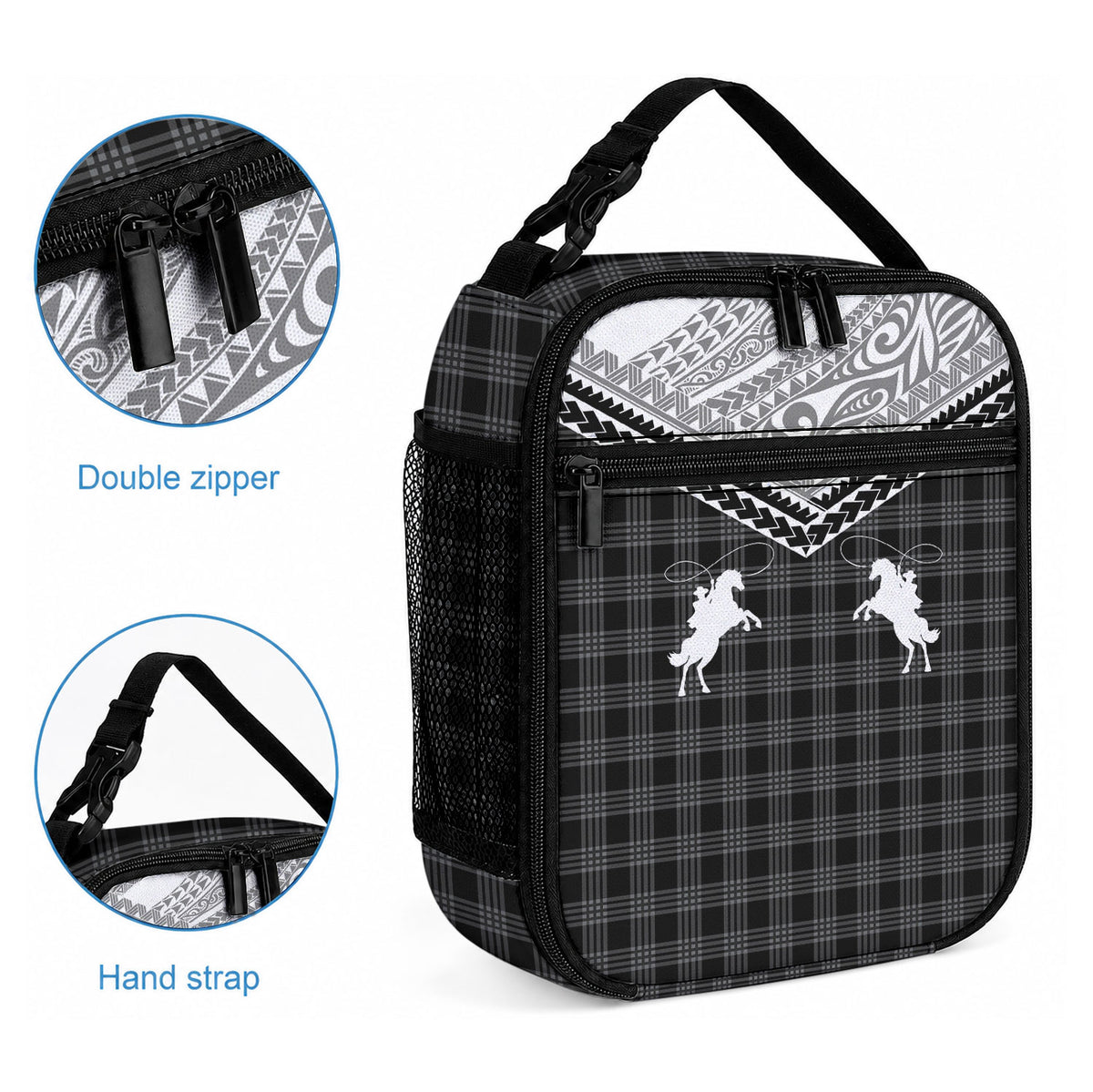 Aloha Hawaii Cowboys Paniolo Lunch Bag Black Palaka