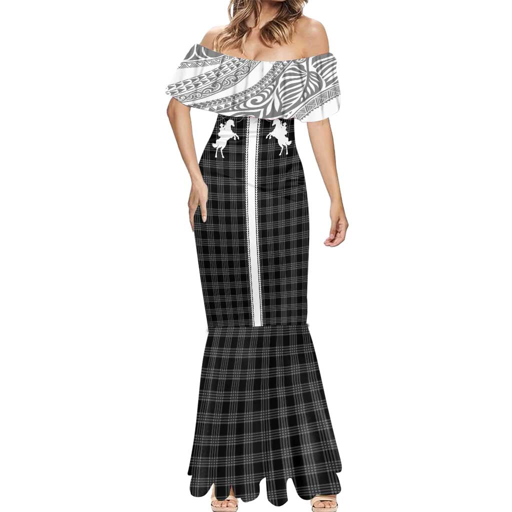 Aloha Hawaii Cowboys Paniolo Mermaid Dress Black Palaka - Polynesian Pride