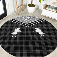 Aloha Hawaii Cowboys Paniolo Round Carpet Black Palaka - Polynesian Pride