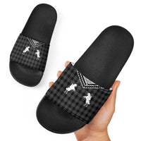 Aloha Hawaii Cowboys Paniolo Slide Sandals Black Palaka - Polynesian Pride