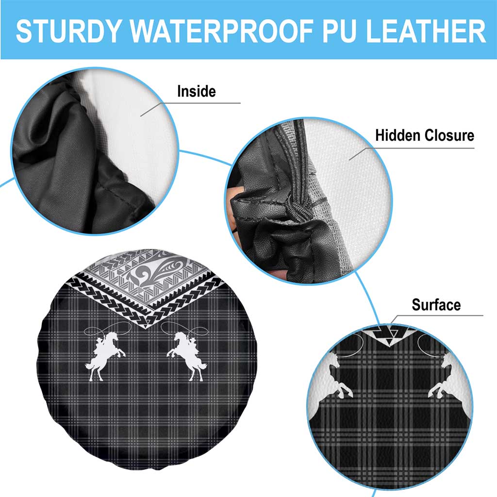 Aloha Hawaii Cowboys Paniolo Spare Tire Cover Black Palaka - Polynesian Pride