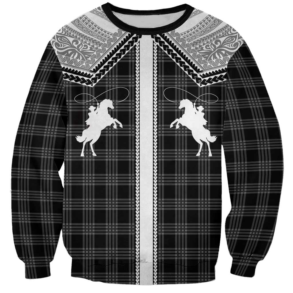 Aloha Hawaii Cowboys Paniolo Sweatshirt Black Palaka - Polynesian Pride