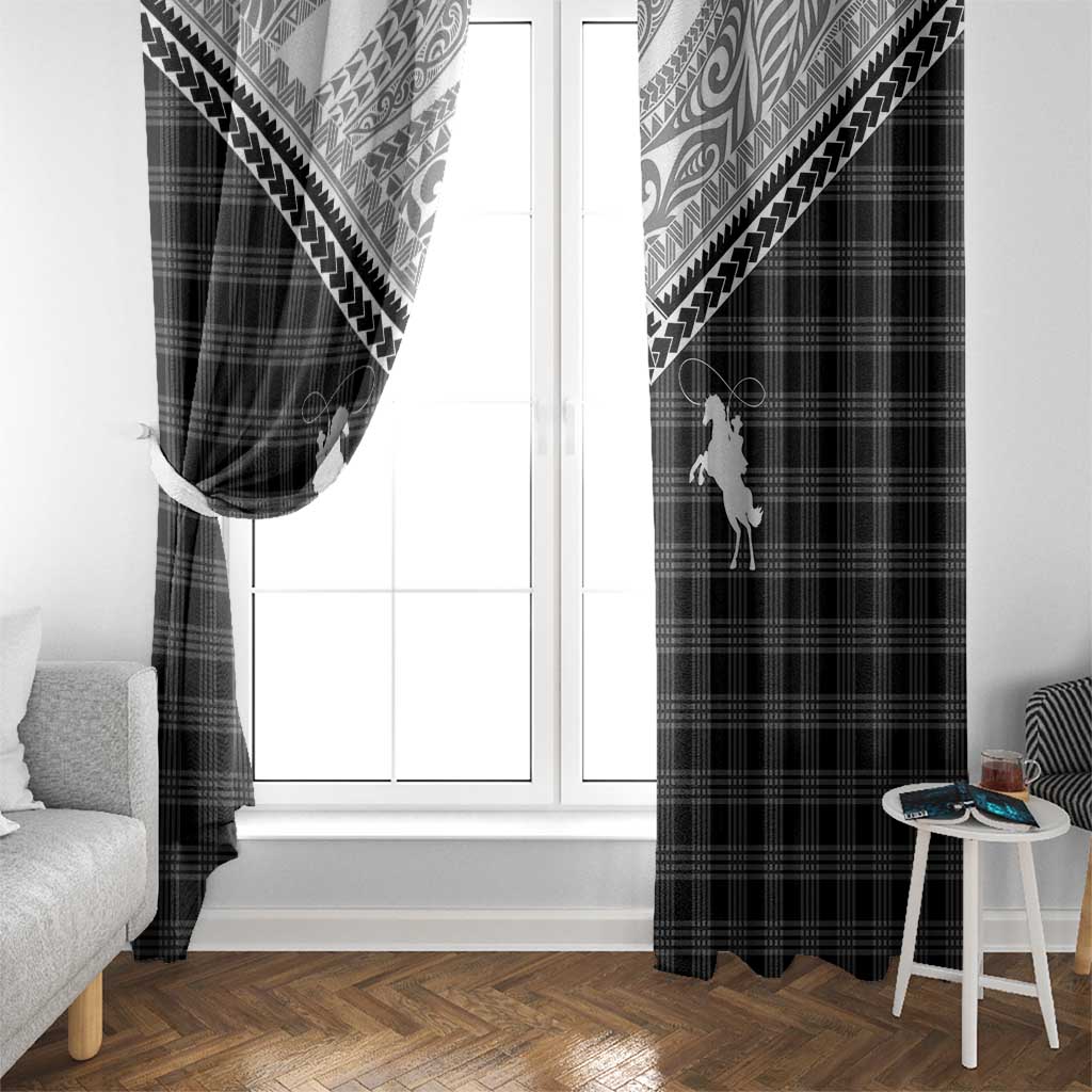 Aloha Hawaii Cowboys Paniolo Window Curtain Black Palaka - Polynesian Pride