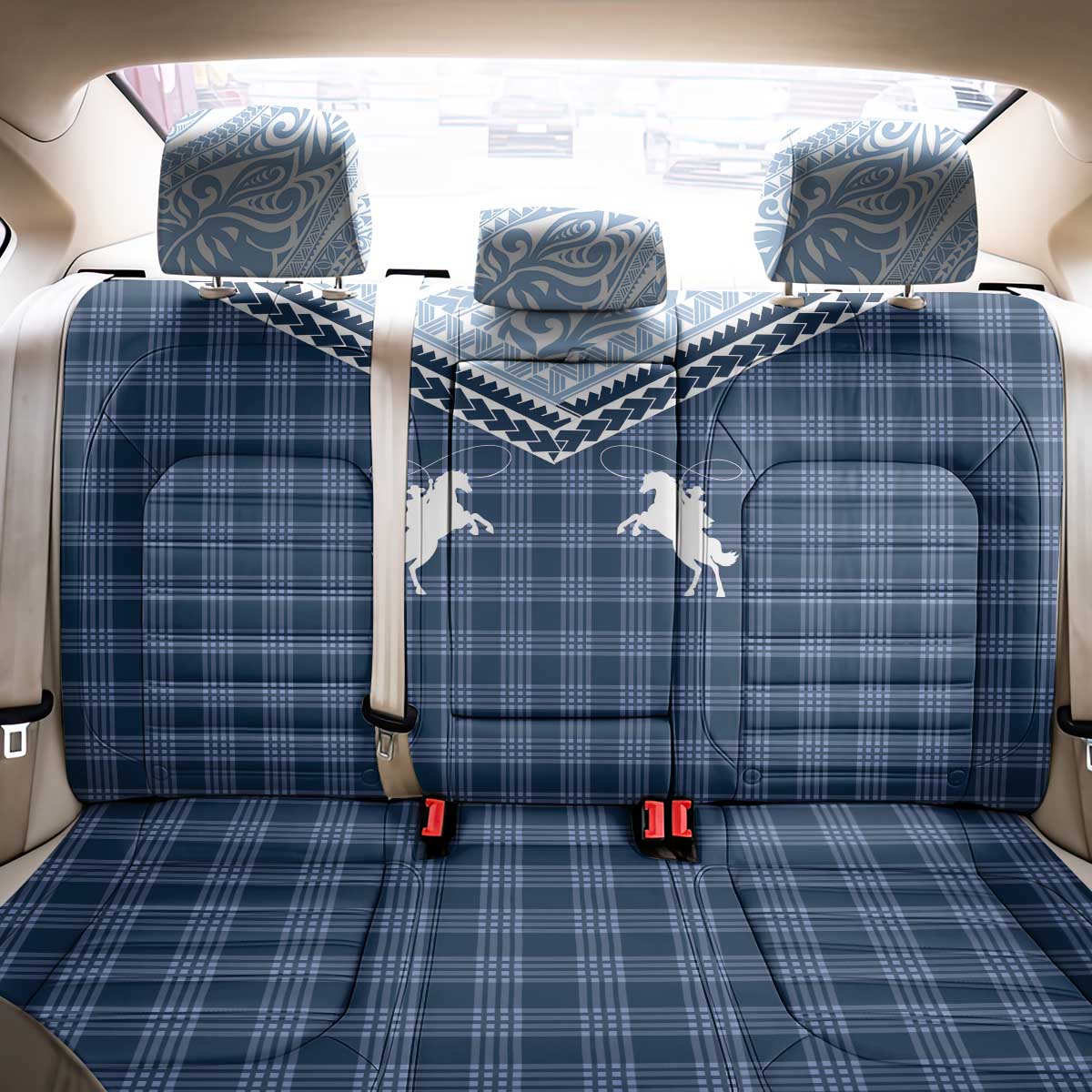 Aloha Hawaii Cowboys Paniolo Back Car Seat Cover Navy Blue Palaka - Polynesian Pride