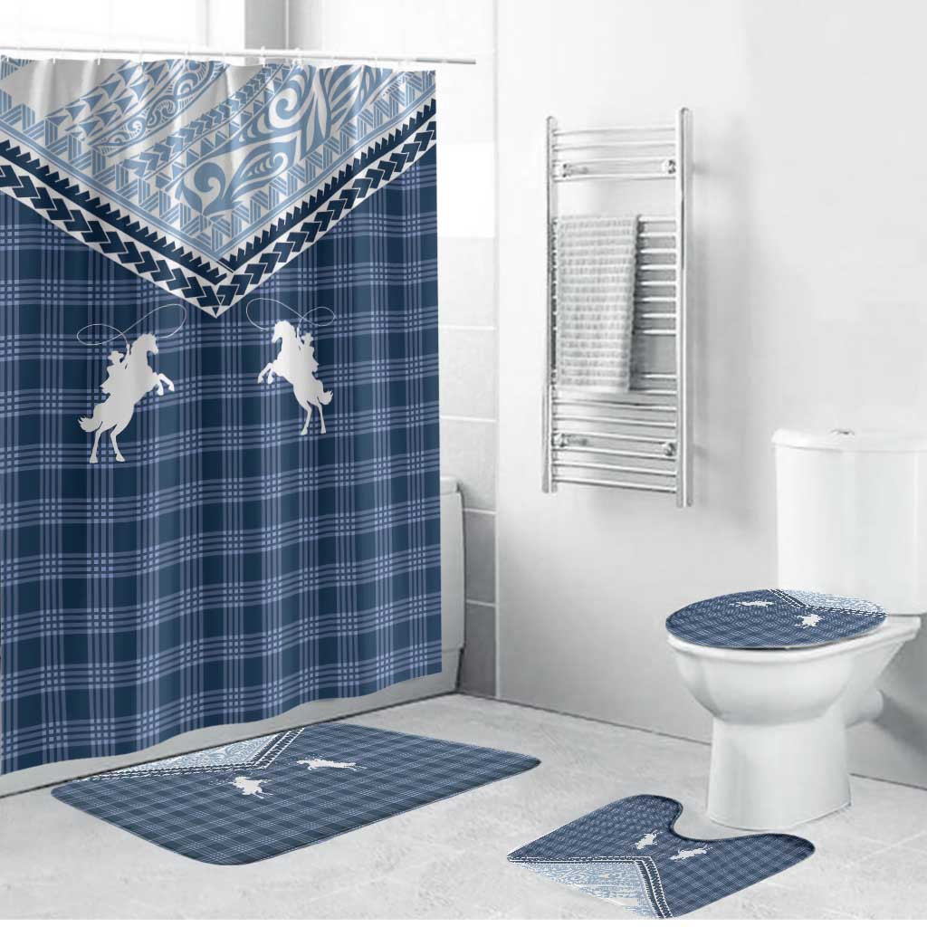 Aloha Hawaii Cowboys Paniolo Bathroom Set Navy Blue Palaka - Polynesian Pride
