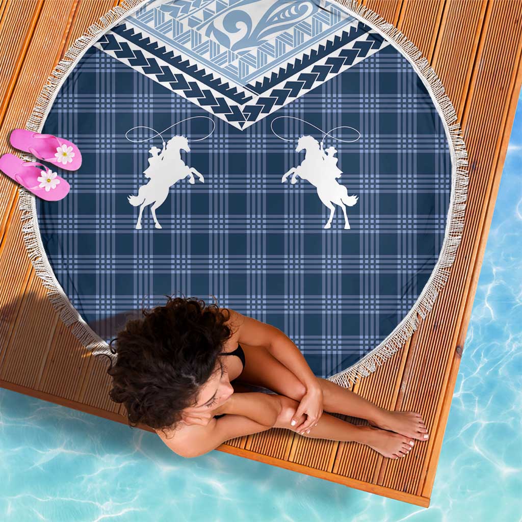 Aloha Hawaii Cowboys Paniolo Beach Blanket Navy Blue Palaka LT7 - Polynesian Pride