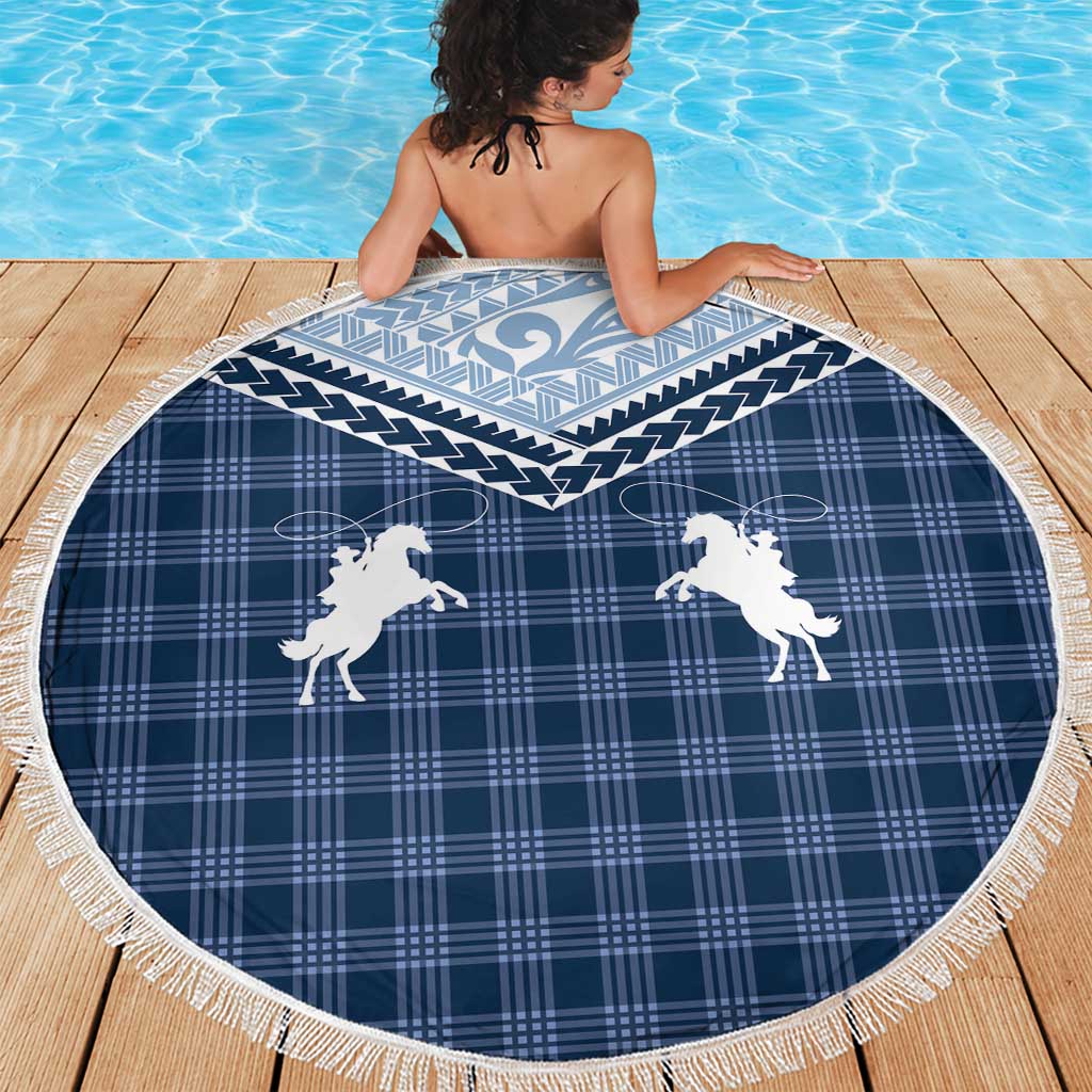 Aloha Hawaii Cowboys Paniolo Beach Blanket Navy Blue Palaka LT7 - Polynesian Pride