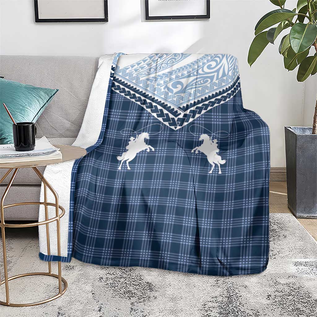 Aloha Hawaii Cowboys Paniolo Blanket Navy Blue Palaka - Polynesian Pride
