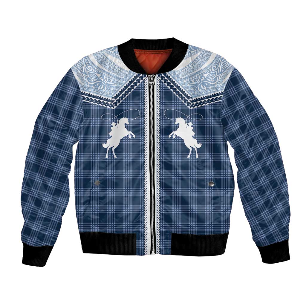 Aloha Hawaii Cowboys Paniolo Bomber Jacket Navy Blue Palaka LT7 Unisex Navy - Polynesian Pride
