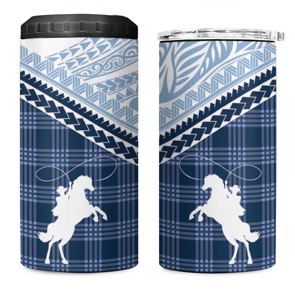Aloha Hawaii Cowboys Paniolo 4 in 1 Can Cooler Tumbler Navy Blue Palaka - Polynesian Pride