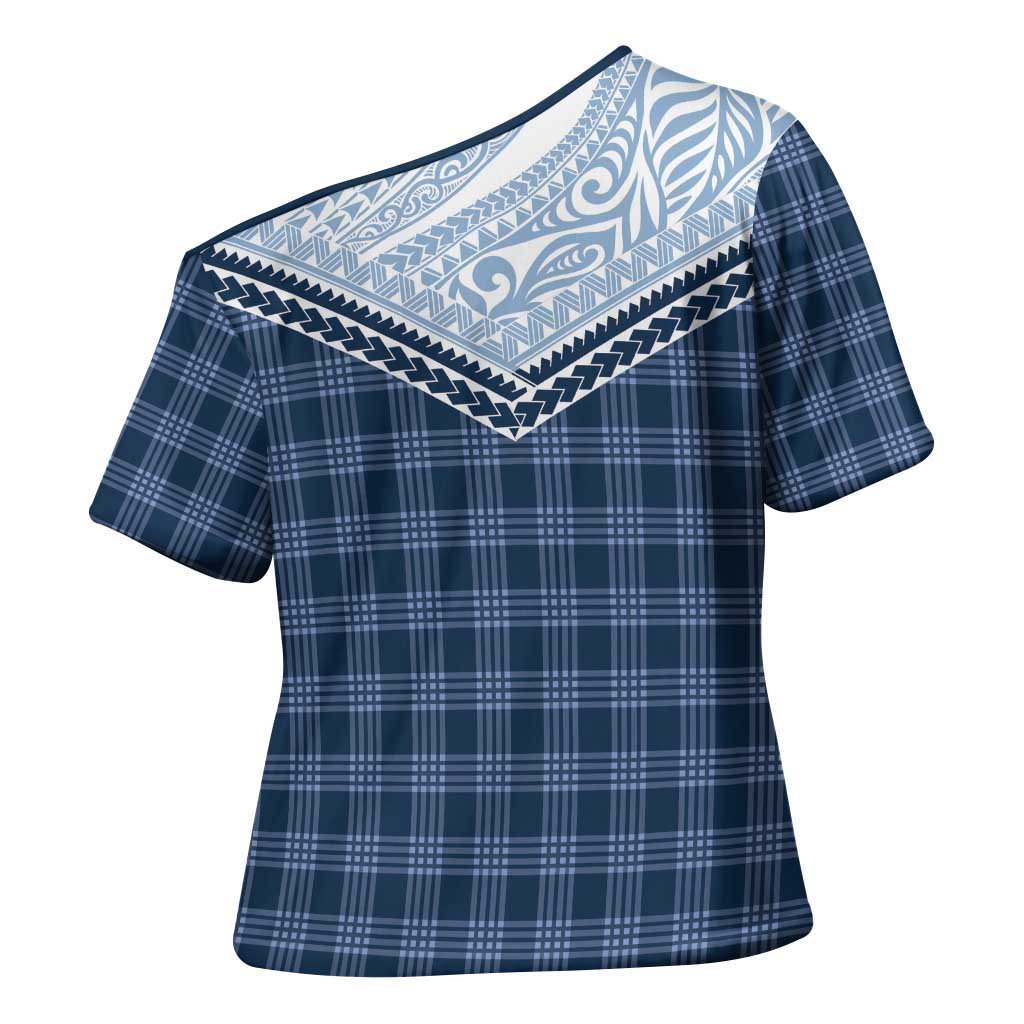 Aloha Hawaii Cowboys Paniolo Cross Shoulder Shirt Navy Blue Palaka - Polynesian Pride