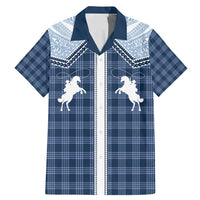 Aloha Hawaii Cowboys Paniolo Family Matching Mermaid Dress and Hawaiian Shirt Navy Blue Palaka - Polynesian Pride