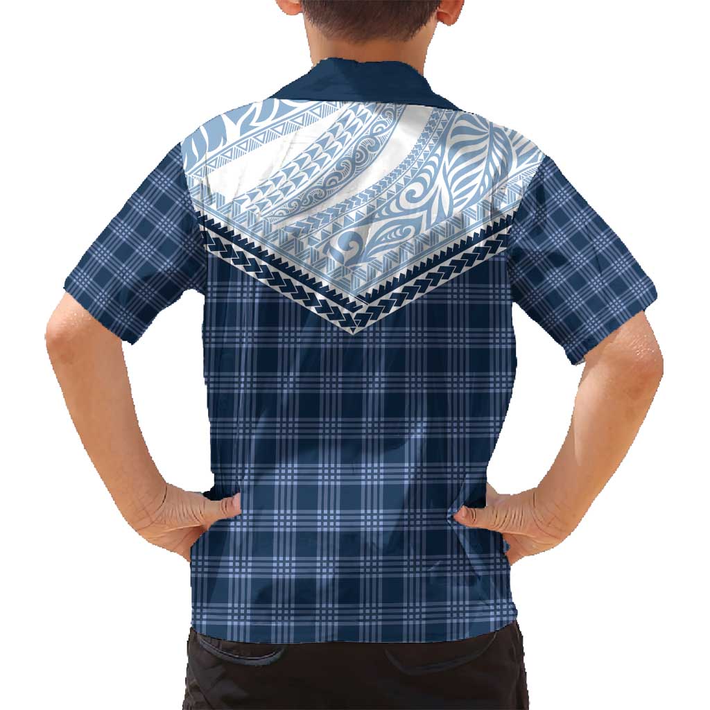 Aloha Hawaii Cowboys Paniolo Family Matching Off Shoulder Maxi Dress and Hawaiian Shirt Navy Blue Palaka - Polynesian Pride