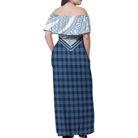 Aloha Hawaii Cowboys Paniolo Family Matching Off Shoulder Maxi Dress and Hawaiian Shirt Navy Blue Palaka - Polynesian Pride