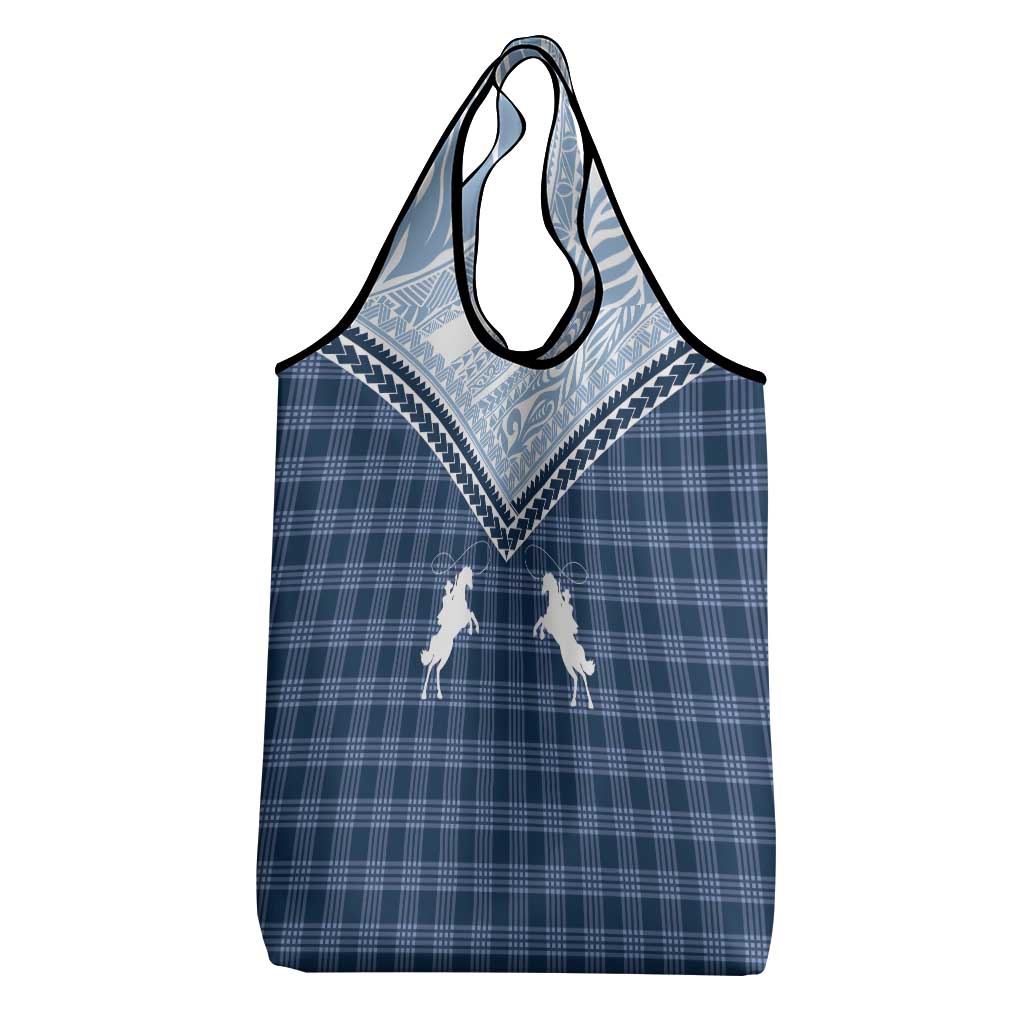 Aloha Hawaii Cowboys Paniolo Grocery Bag Navy Blue Palaka - Polynesian Pride