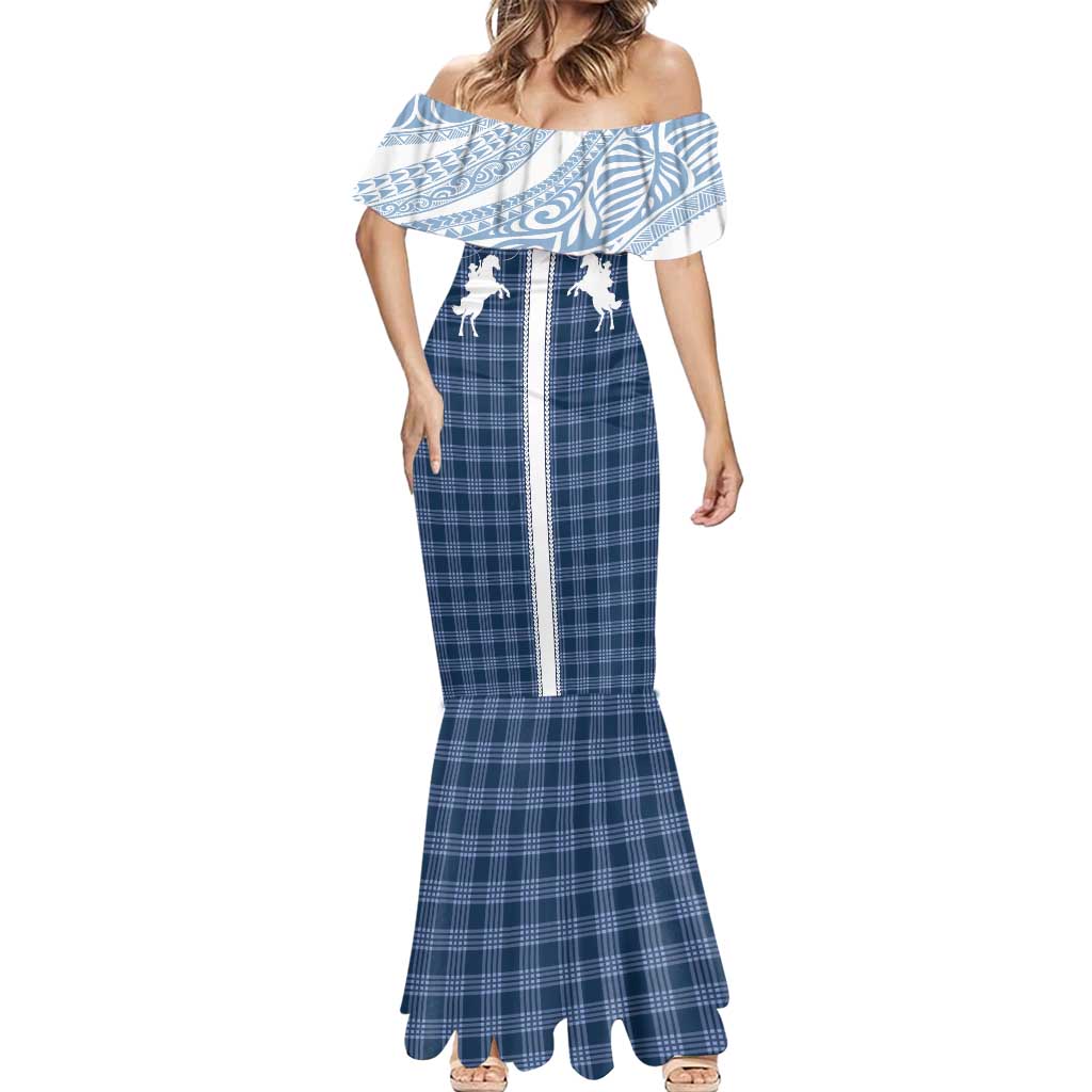 Aloha Hawaii Cowboys Paniolo Mermaid Dress Navy Blue Palaka - Polynesian Pride