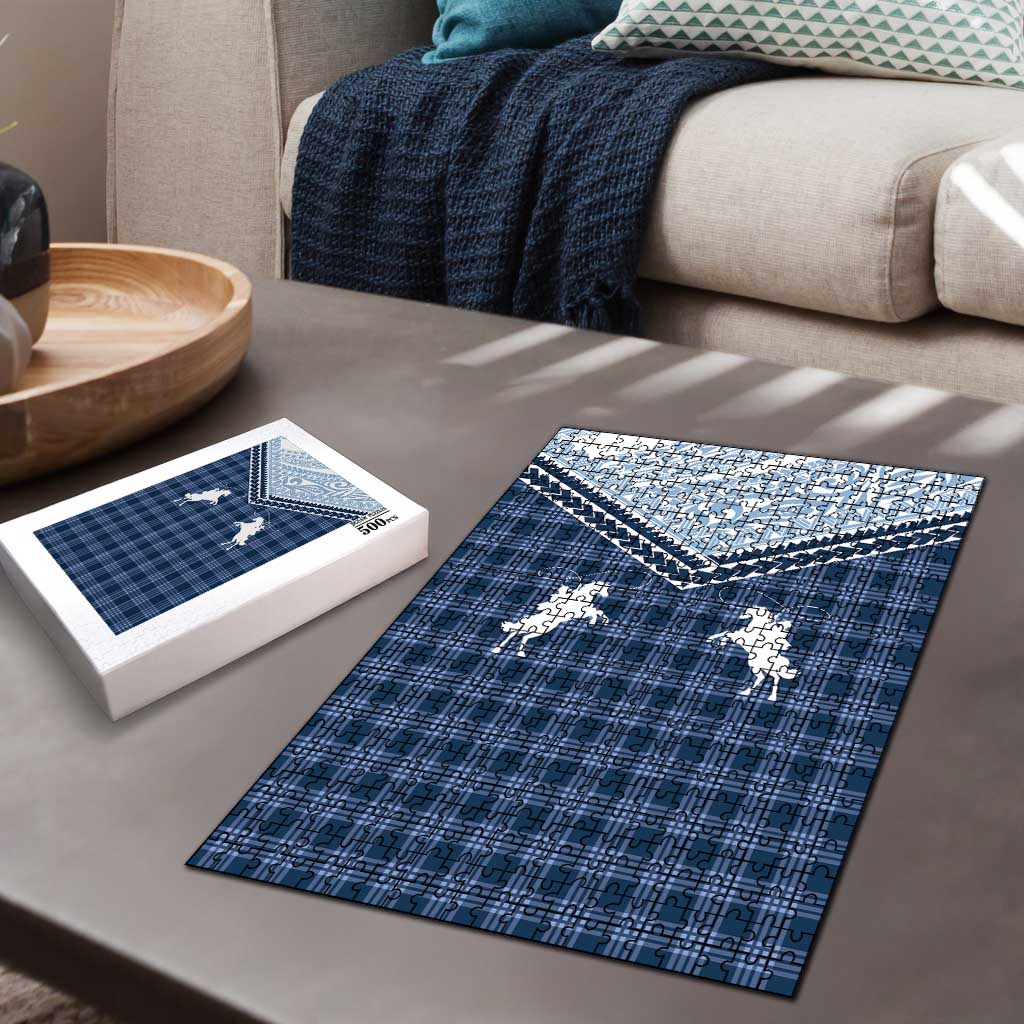 Aloha Hawaii Cowboys Paniolo Puzzle Navy Blue Palaka - Polynesian Pride