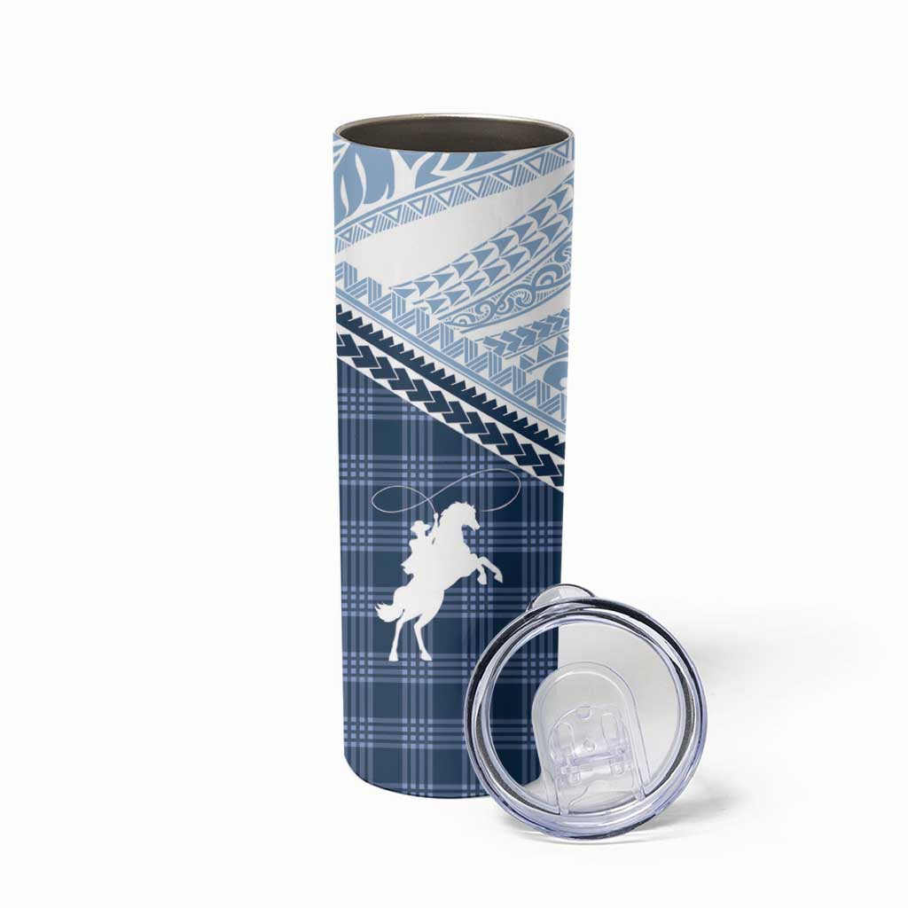 Aloha Hawaii Cowboys Paniolo Skinny Tumbler Navy Blue Palaka - Polynesian Pride