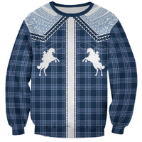 Aloha Hawaii Cowboys Paniolo Sweatshirt Navy Blue Palaka - Polynesian Pride